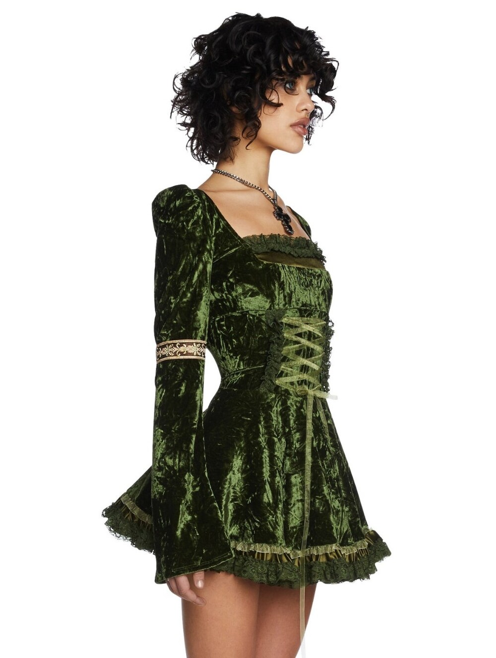 NWT 3X Myths & Legends Green Velour Mini Dress (Dolls Kill) - Picture 3 of 13